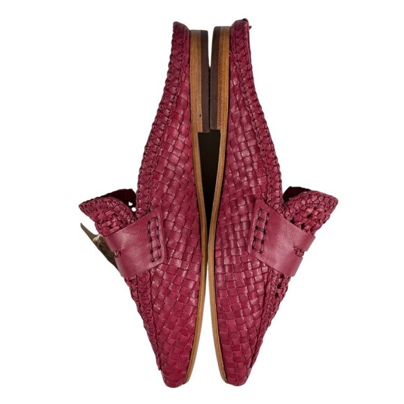 Bertuchi Genuine Leather Slip-On Mules Flats Loafers Woven Dark Pink Size 38 - Picture 7 of 16